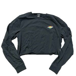 Vans Off The Wall Long Sleeve Cropped Shirts Black Grey Size Large